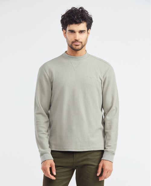 Buzo de Hombre, Cerrado Cuello Redondo - Tipo Sweatshirt Estampado de Marca Tono a Tono