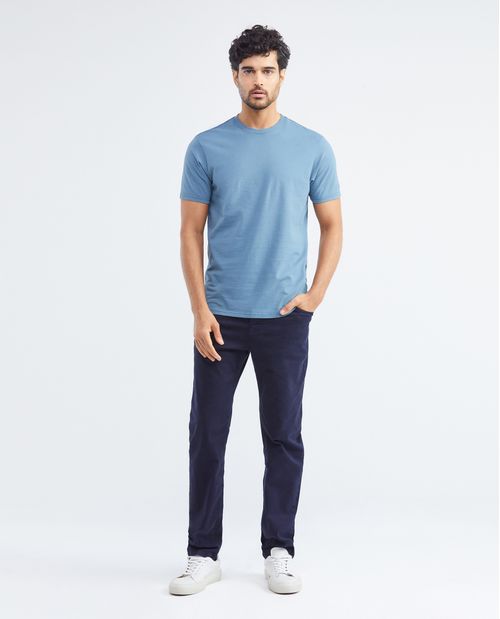 Camiseta Básica de Hombre, Slim Fit Cuello Redondo - Sin Bordado Frontal