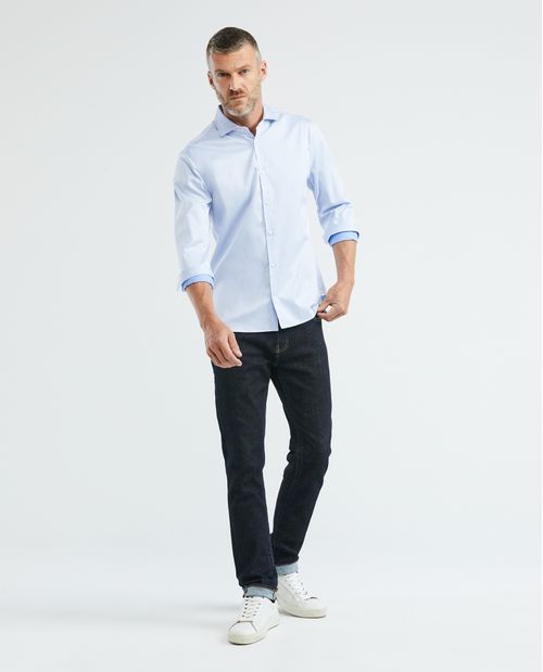 Camisa Premium de Hombre, Slim Fit Manga Larga - Tecnología Twill