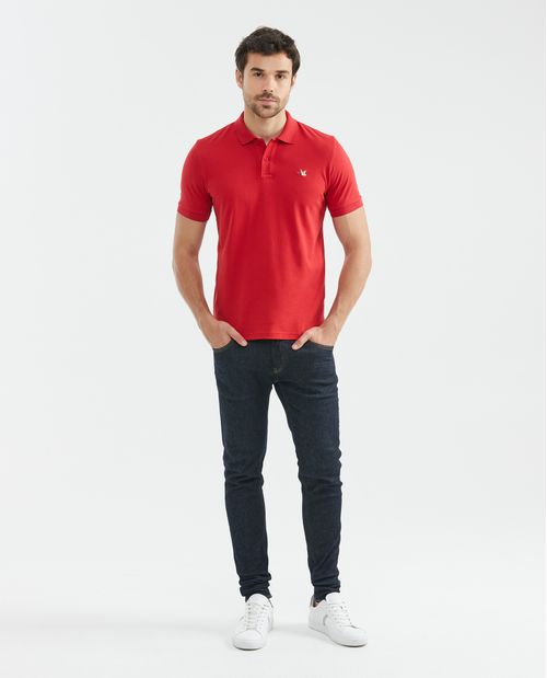 Camiseta de Hombre Tipo Polo, Slim Fit Manga Corta - Piqué Algodón + Elastano