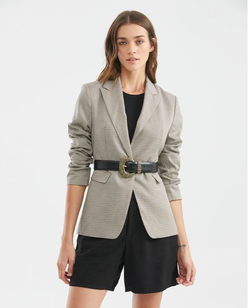 Blazer de Mujer, Silueta Ajustada - Cuadros