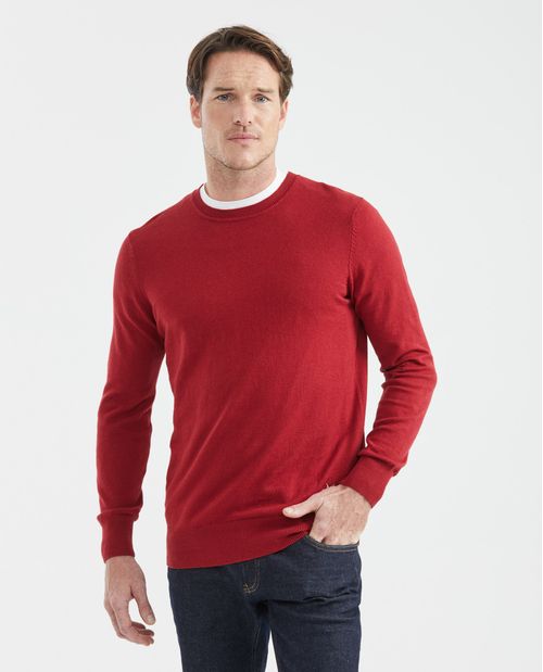 Suéter Tejido para Hombre, Cerrado Cuello Redondo - Fibras Heather 100% Algodón