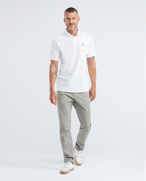 Camiseta de Hombre Tipo Polo, Classic Fit Manga Corta - Cuello Tejido Línea en Contraste