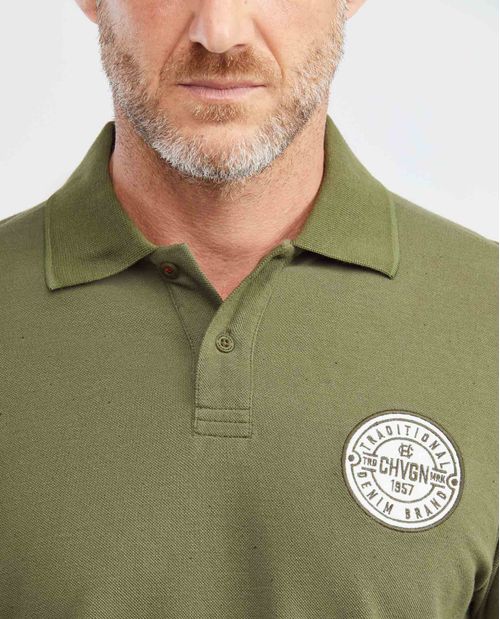 Camiseta de Hombre Tipo Polo, Slim Fit Manga Corta - Aplique Bordado