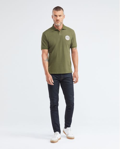 Camiseta de Hombre Tipo Polo, Slim Fit Manga Corta - Aplique Bordado