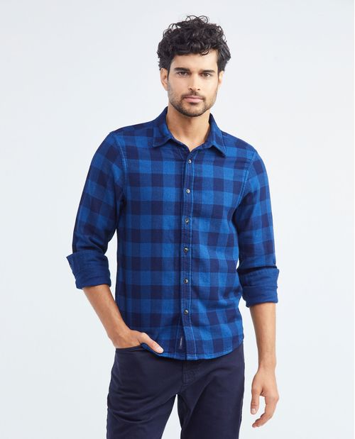 Camisa de Hombre, Slim Fit Manga Larga - Diseño Doble Faz