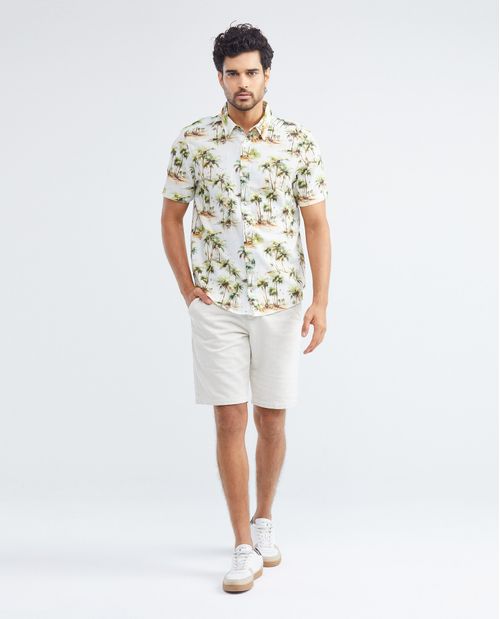 Camisa Resort de Hombre, Classic Fit Manga Corta - Maxi Print Palmeras