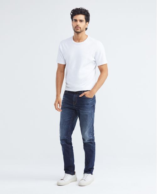 Jean de Hombre Slim Fit, Famous, Bota Slim - Azul Oscuro Vintage