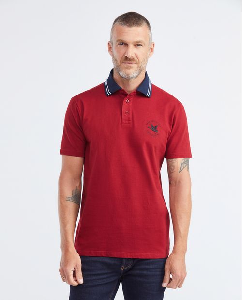 Camiseta de Hombre Tipo Polo, Slim Fit Manga Corta - TOGS Cuello Líneas en Contraste