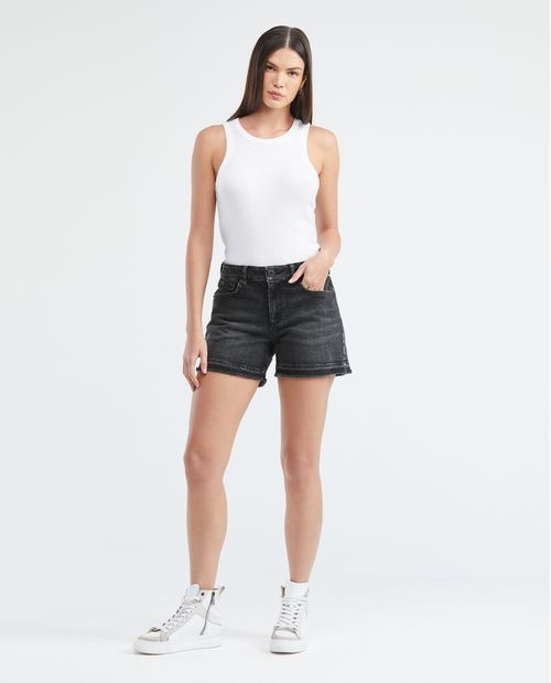 Short de Mujer en Denim, High Rise - Gris Oscuro