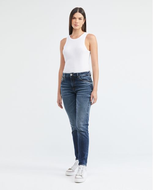 Jean de Mujer Super High Rise, High Cosmo, Bota Skinny - Azul Oscuro Vintage