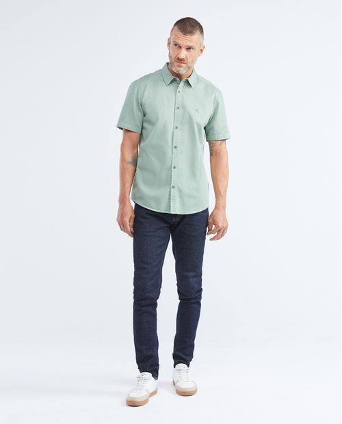 Camisa de Hombre, Slim Fit Manga Corta - Twill 100% Algodón