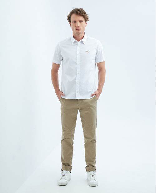 Camisa de Hombre, Slim Fit Manga Corta - Oxford 100% Algodón
