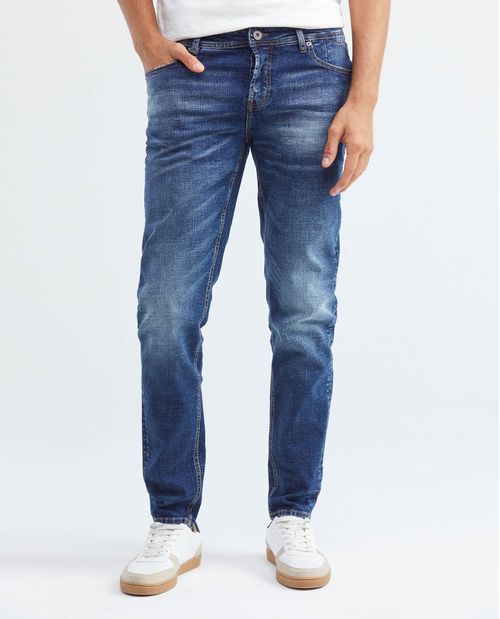 Jean de Hombre Super Slim Fit, Rider, Bota Super Slim - Azul Medio Detalle Doble Relojera