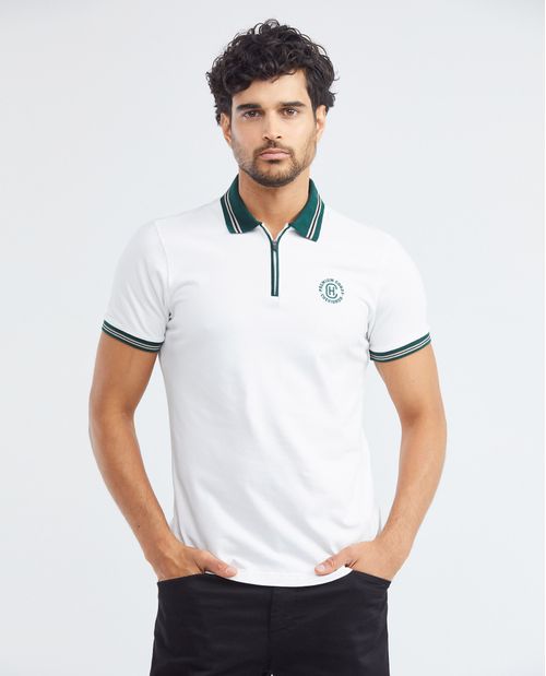 Camiseta de Hombre Tipo Polo, Slim Fit Manga Corta - Tejidos en Contraste