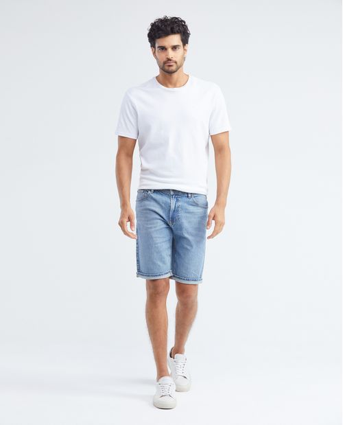 Bermuda de Hombre en Denim, Straight Fit - Azul Medio