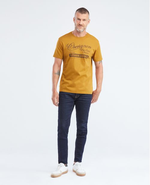 Camiseta Gráfica de Hombre, Slim Fit Cuello Redondo - Estampación Textil