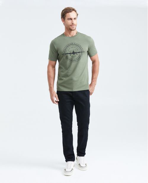 Camiseta Slim Fit Estampada Cuello Redondo para Hombre