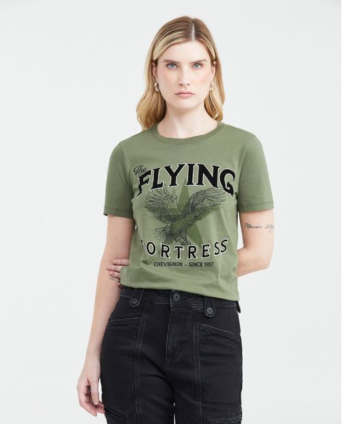 Camiseta Estampada con Detalles Aterciopelados para Mujer