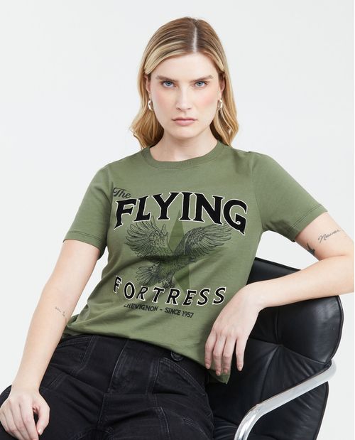 Camiseta Estampada con Detalles Aterciopelados para Mujer