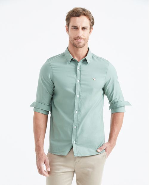 Camisa Slim Fit Manga Larga en Oxford Algodón para Hombre