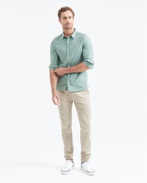 Camisa Slim Fit Manga Larga en Oxford Algodón para Hombre