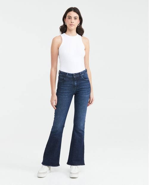 Jean High Rise Bota Flare Azul Oscuro para Mujer