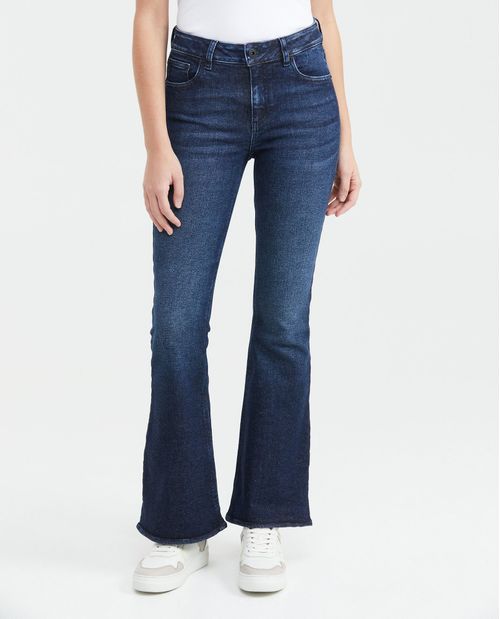 Jean High Rise Bota Flare Azul Oscuro para Mujer