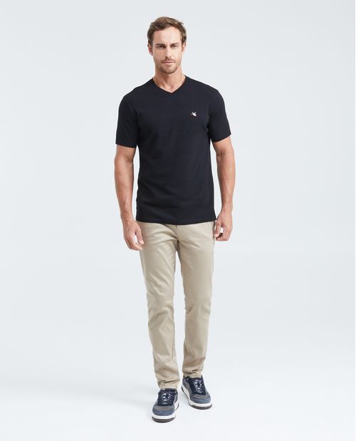 Camiseta Básica Slim fit Cuello en V en Algodón para Hombre