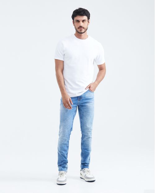 Jean Slim Fit Tiro Medio Bota Slim Azul Claro para Hombre