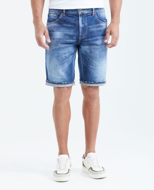 Bermuda en Denim Straight Fit Azul Medio para Hombre
