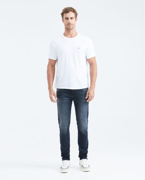 Jean Súper Slim Fit Tiro Medio Bota Super Slim Azul Ultra Oscuro para Hombre