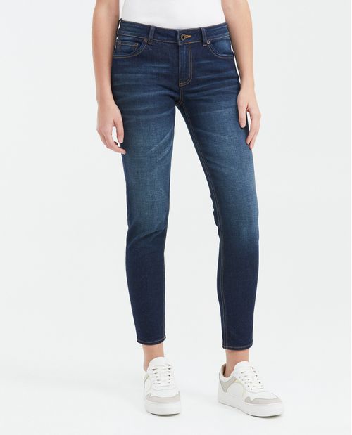Jean Low Rise Bota Slim Azul Oscuro para Mujer