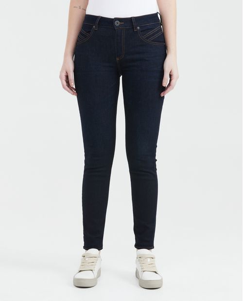 Jean High Rise Bota Slim Azul Ultra Oscuro para Mujer