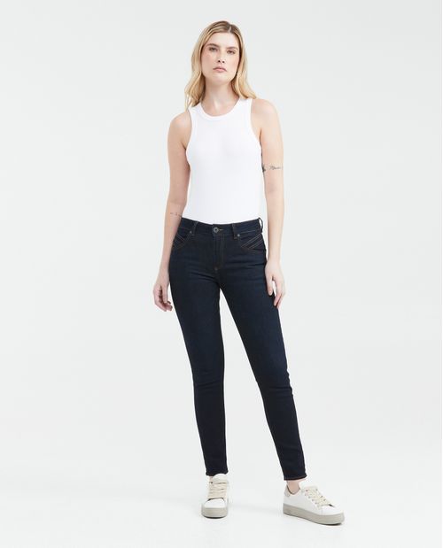 Jean High Rise Bota Slim Azul Ultra Oscuro para Mujer