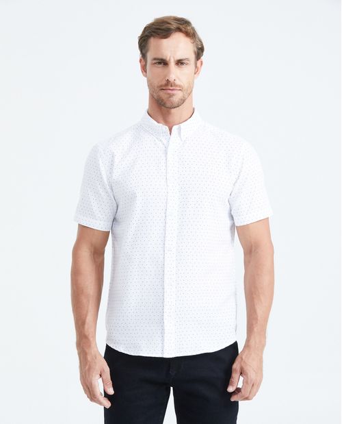 Camisa Classic Fit Manga Corta con Estampado Mini Print para Hombre