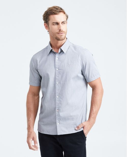 Camisa Slim Fit Manga Corta en Algodón para Hombre