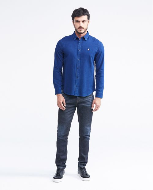 Camisa Slim Fit Manga Larga en Algodón para Hombre