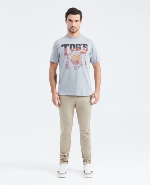 Camiseta Classic Fit Cuello Redondo Efecto Jaspeado para Hombre