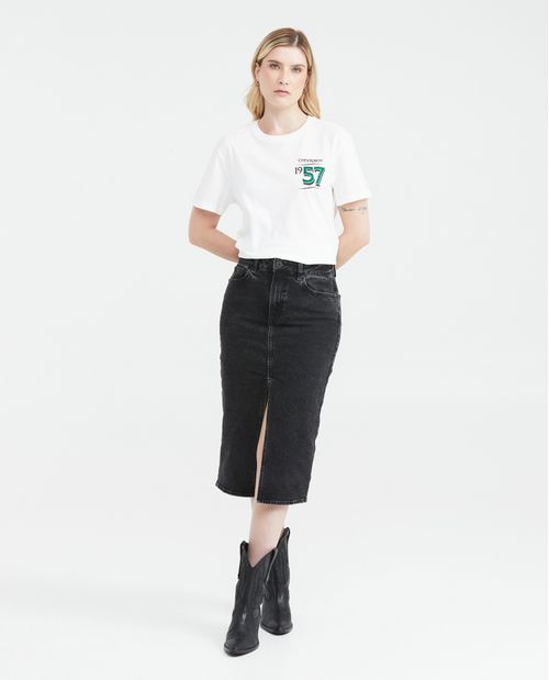Camiseta Oversize Estampada con Detalle de Piedras para Mujer