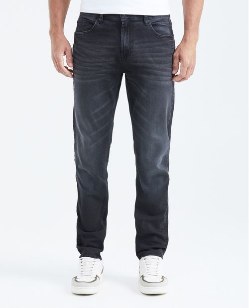 Jean Straight Fit Tiro Medio Bota Slim Gris Oscuro Hombre