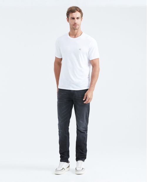 Jean Straight Fit Tiro Medio Bota Slim Gris Oscuro Hombre
