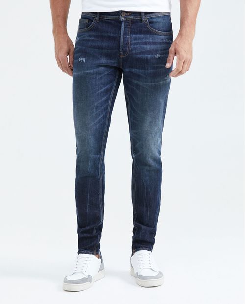 Jean Súper Slim Fit Fit Bajo Bota Súper Slim Azul Ultra Oscuro para Hombre