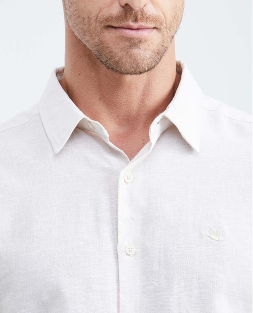 Camisa Classic Fit Manga Corta en Lino y Algodón para Hombre
