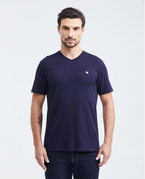 Camiseta Básica Slim fit Cuello en V en Algodón para Hombre