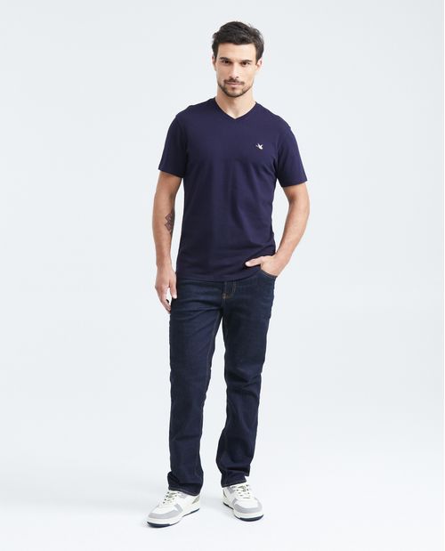 Camiseta Básica Slim fit Cuello en V en Algodón para Hombre