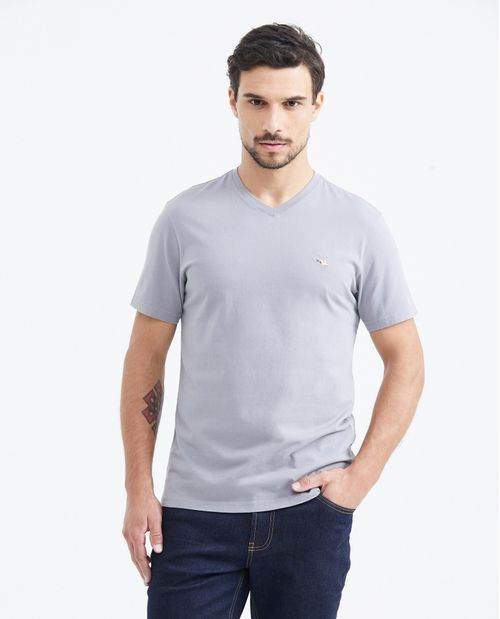 Camiseta Básica Slim fit Cuello en V en Algodón para Hombre