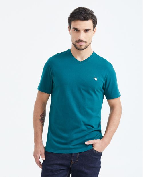 Camiseta Básica Slim fit Cuello en V en Algodón para Hombre