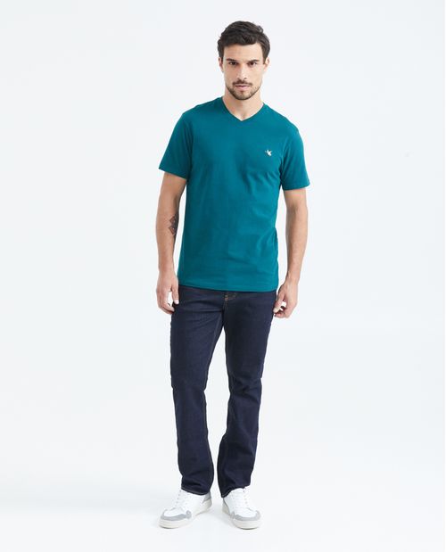Camiseta Básica Slim fit Cuello en V en Algodón para Hombre