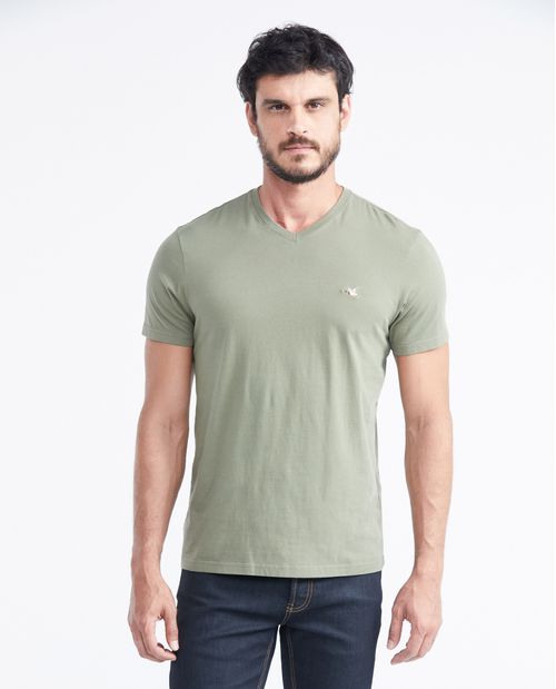 Camiseta Básica Slim fit Cuello en V en Algodón para Hombre